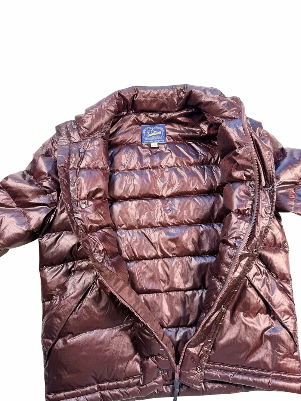 J Crew Men's Outerwear Quilted Duck Down Puffer Jacket Deep Burgundy Size M